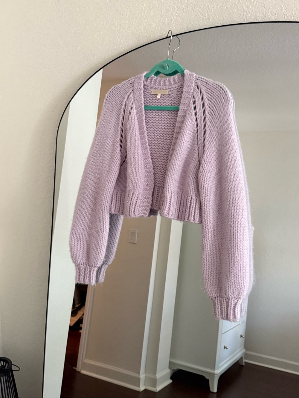 LoveShackFancy Lavender Cropped Chunky Knit Cardigan